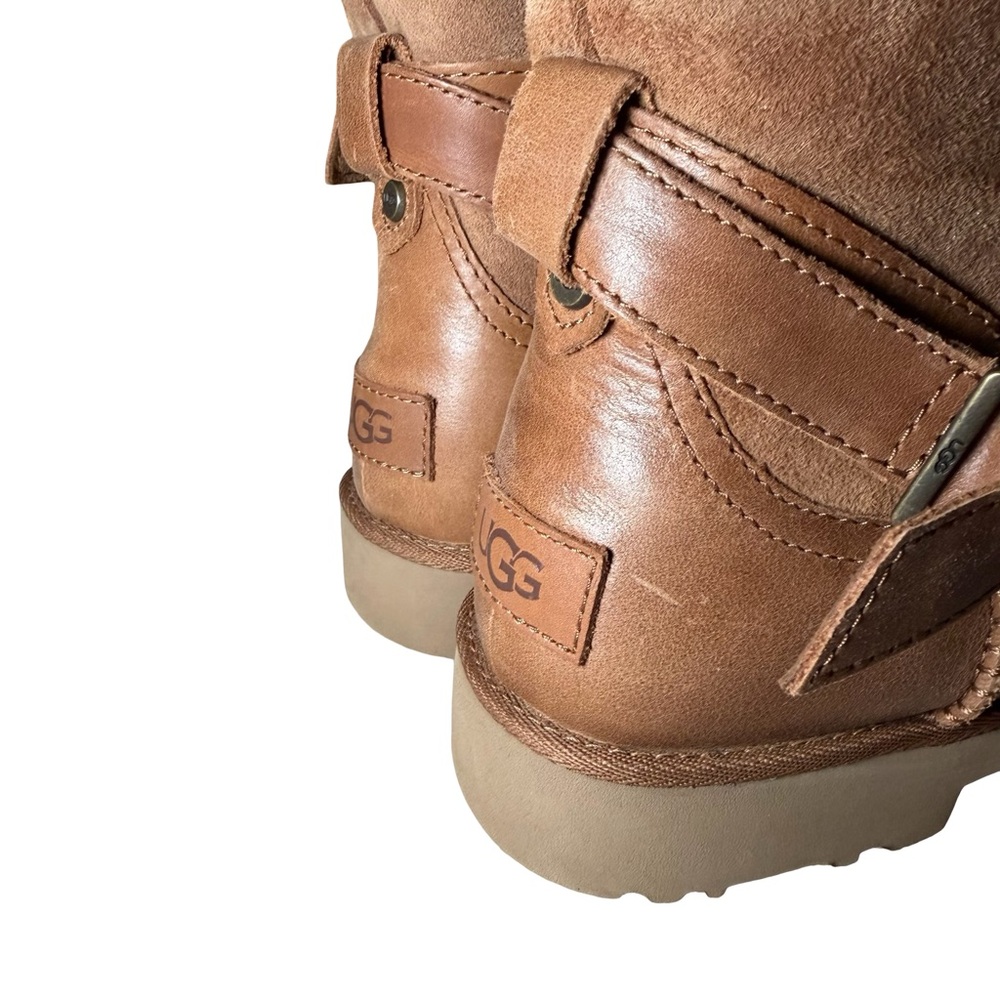 Women's Tan Leather Ankle Boots - Picture 3 of 13